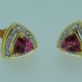 Boucles d'oreilles en or 18 ct avec tourmalines roses et diamants